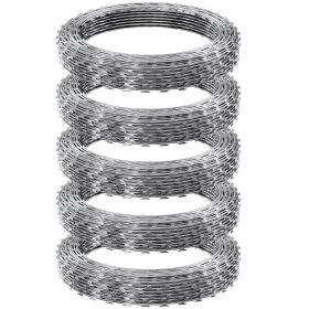 VEVOR Razor Wires, 246 Ft Razor Barbed Wire, 5 Rolls Razor Wire Fencing Razor Fence, Razor Ribbon Barbed Wire Galvanized Razor Wire Fence, Rolls Razor