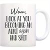 [Everyday Comfort] Funny 'Look At You Becoming An Aunt Again' Ceramic Mug – Microwave Safe,