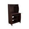 Microwave cart computer cart utility cart with hutch shelves spice rack mobile on locking castors red cocoa espresso