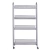 4-Tier Gap Kitchen Slim Slide Out Storage Tower Rack with Wheels, Cupboard with Casters - Silver