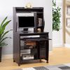 Microwave cart computer cart utility cart with hutch shelves spice rack mobile on locking castors red cocoa espresso