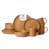 12-Piece Stoneware Dinnerware Sets with Mugs | Microwave & Dishwasher Safe | FDA Certified Non-Toxic Dinner Plates Bowls Set | Stackable Matte Glaze K